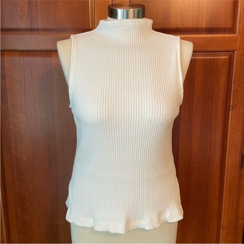 Madewell White Sleeveless Turtleneck Sweater